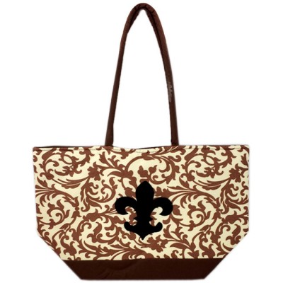 180600-BROWN FLOWER DESIGN INSULATED BAG W/FDL